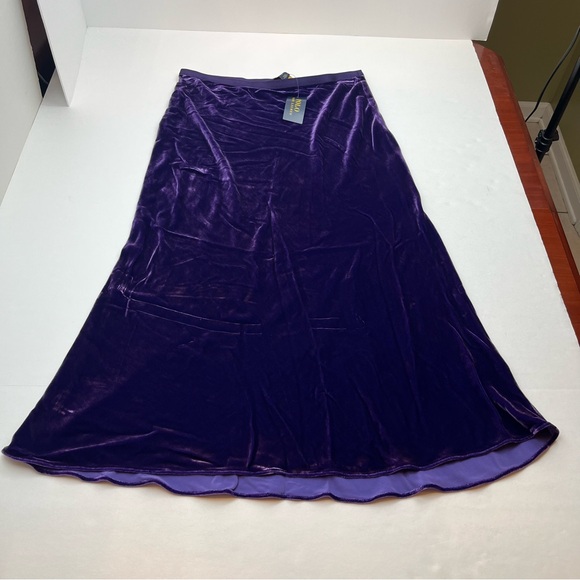 Polo Ralph Lauren Dresses & Skirts - Polo Ralph Lauren Purple Velvet Womens 12 Midi to Maxi Skirt Pull-On NEW *FLAW